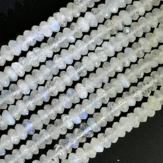Moonstone Faceted Rondelle Beads - (AA Quality)