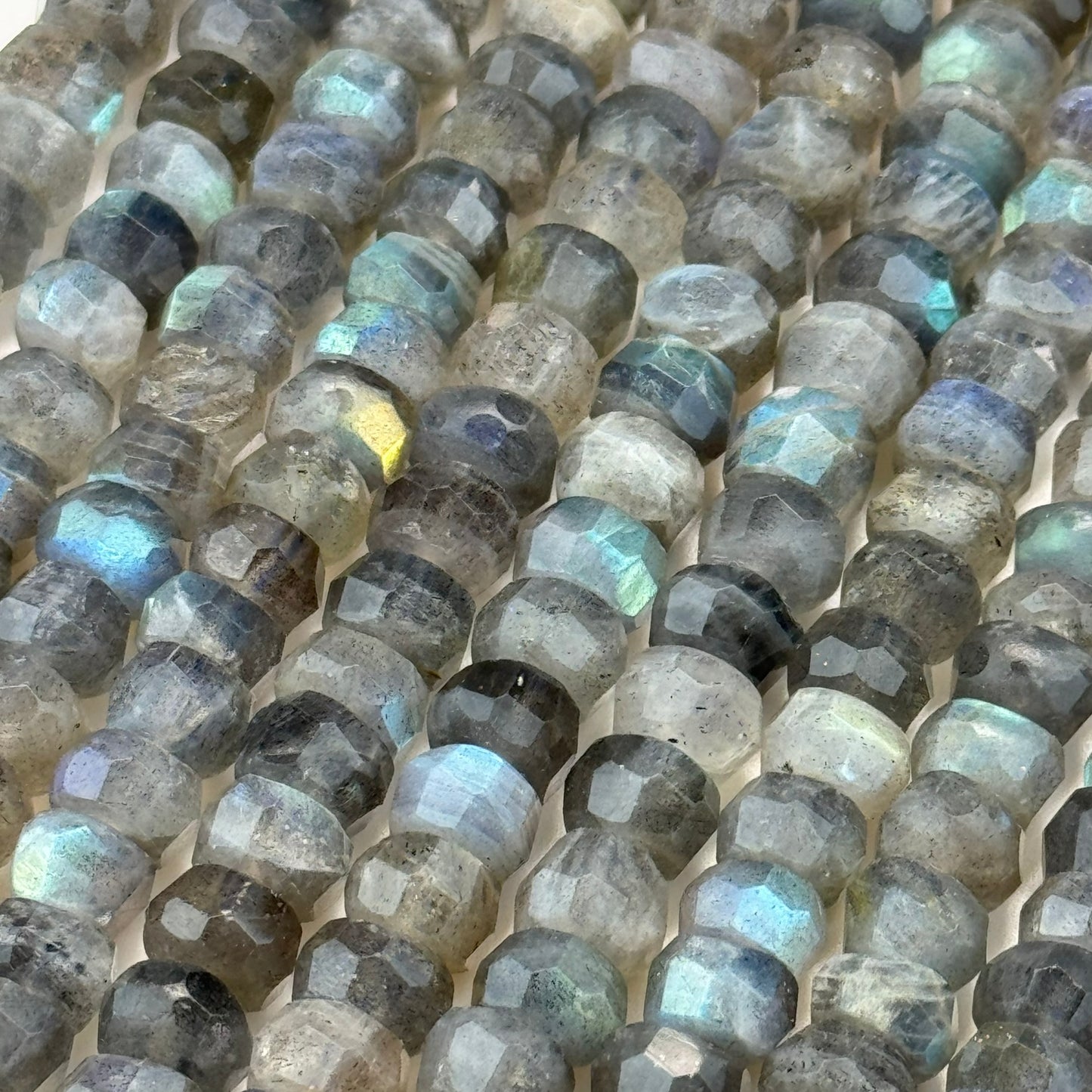 Labradorite Single Cut Faceted Rondelle Beads (High Quality) image 2