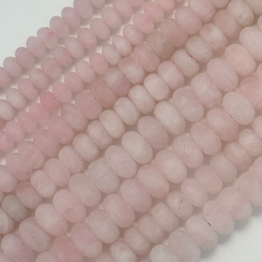Rose Quartz Frosted Rondelle Beads