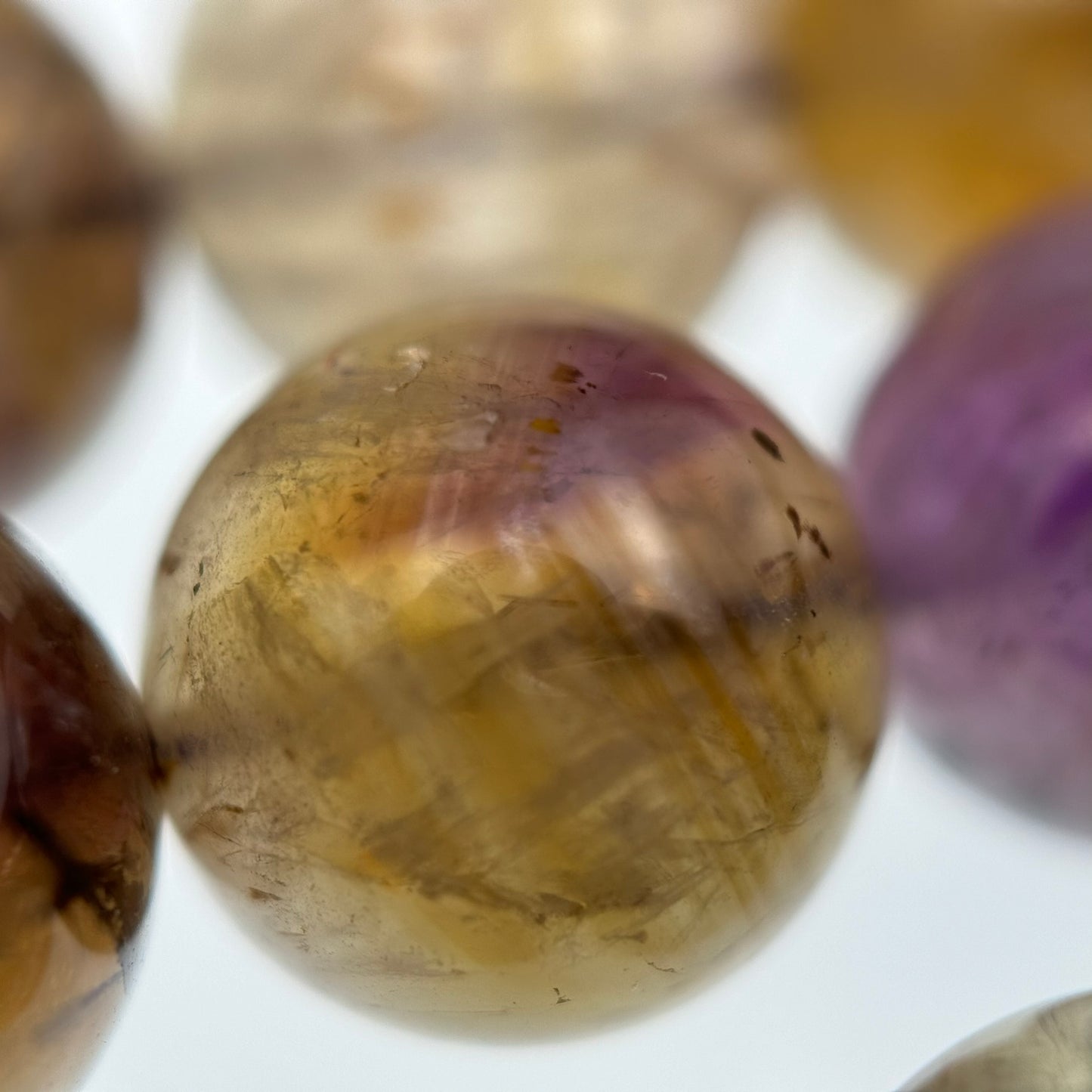 Natural African Ametrine with Goethite Polished Round Beads (12mm) image 4