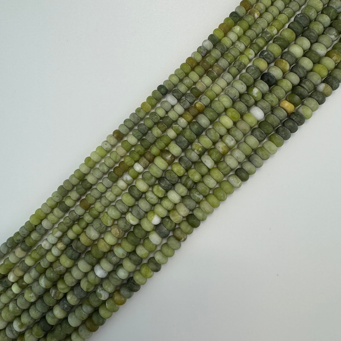 Green Serpentine Frosted Rondelle Beads image 3
