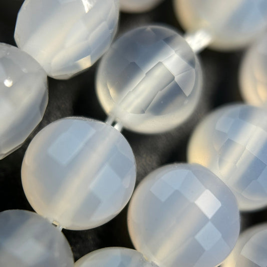 White Agate Lentil Beads