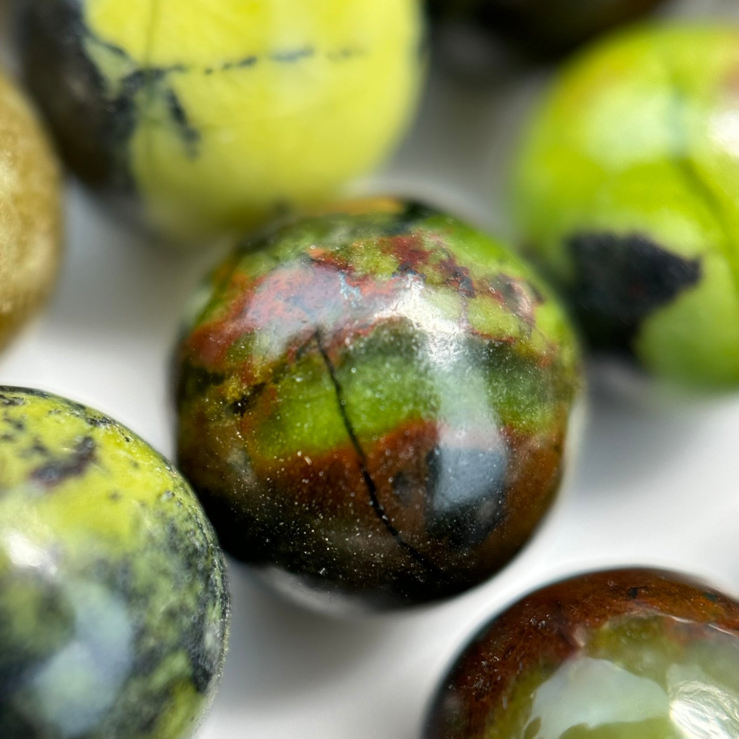 Green Dendritic Opal Polished Round Beads image 6