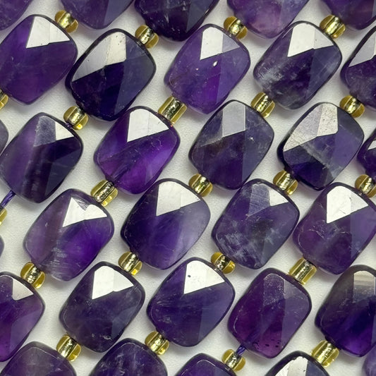 Amethyst Rectangular Faceted Cushion Cut Beads