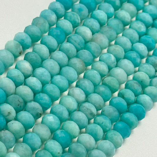 Amazonite AA Faceted Rondelle Gemstone Beads image 0