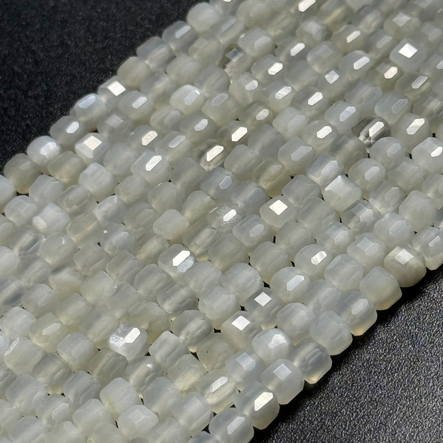 White Moonstone Square Beads image 4