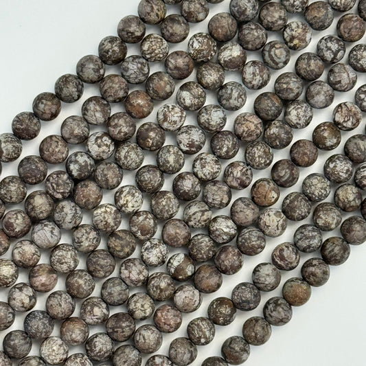 Brown Coral Jasper Frosted Round Beads image 0