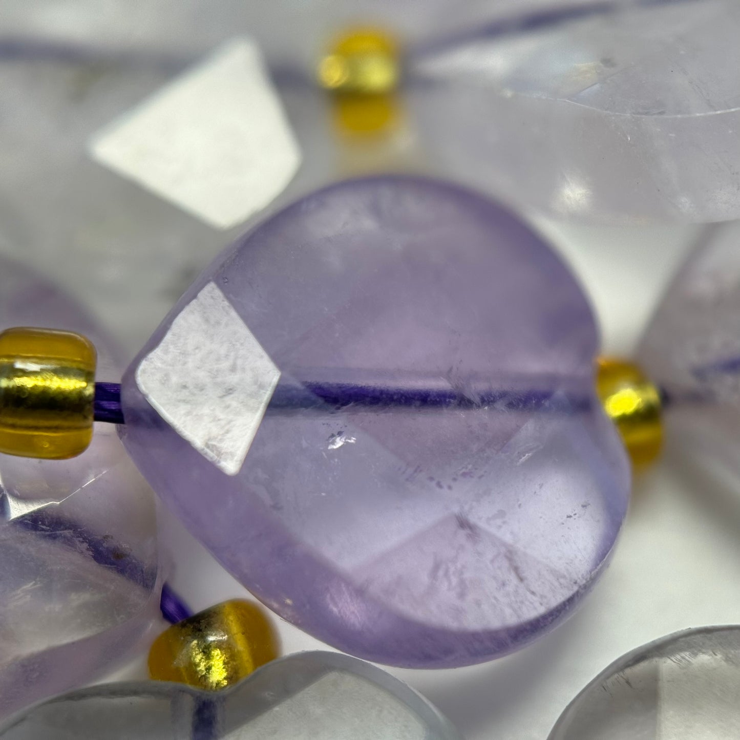 Lavender Amethyst Faceted Heart Shape Beads image 2