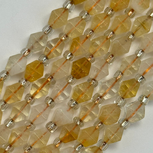 Citrine Beads - Octahedron Shape