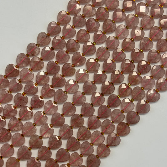 Strawberry Quartz Faceted Heart Shape Beads image 0