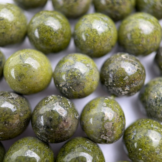 Epidote Polished Round Beads