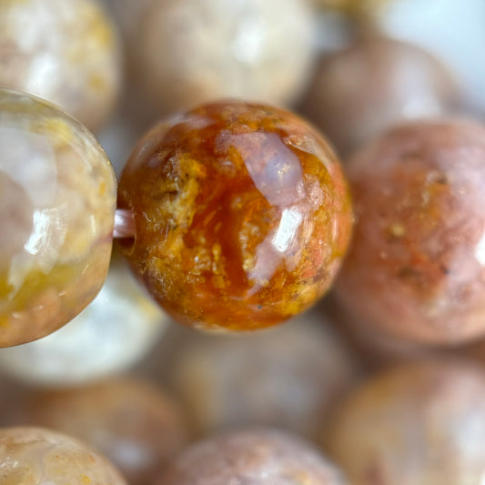 Pink Sakura Chalcedony Beads - Polished Round