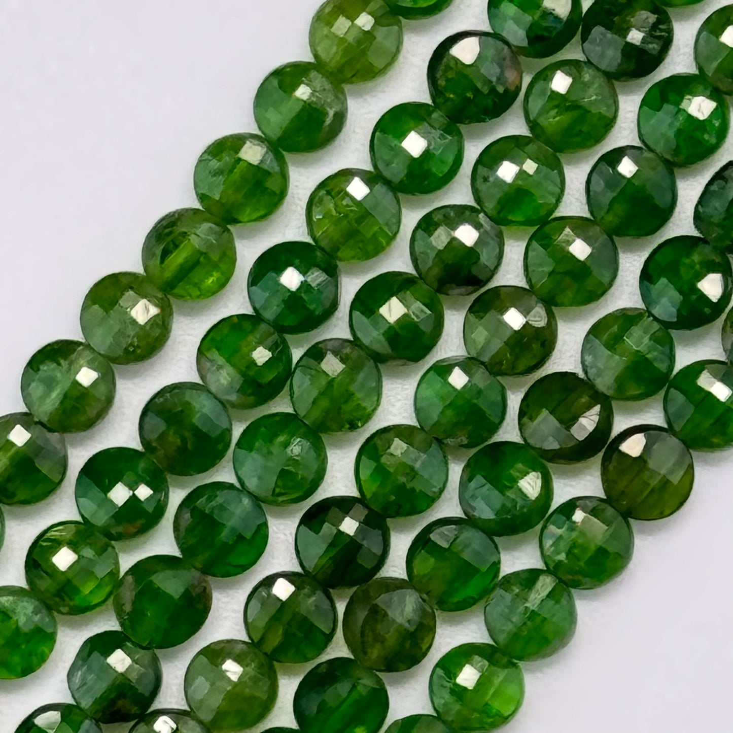 Diopside Lentil Faceted Beads image 0
