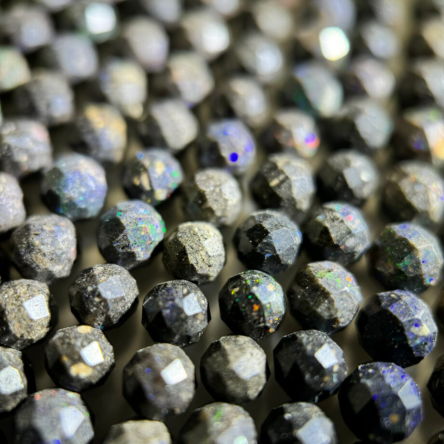 Black Opal Faceted Round Beads image 1