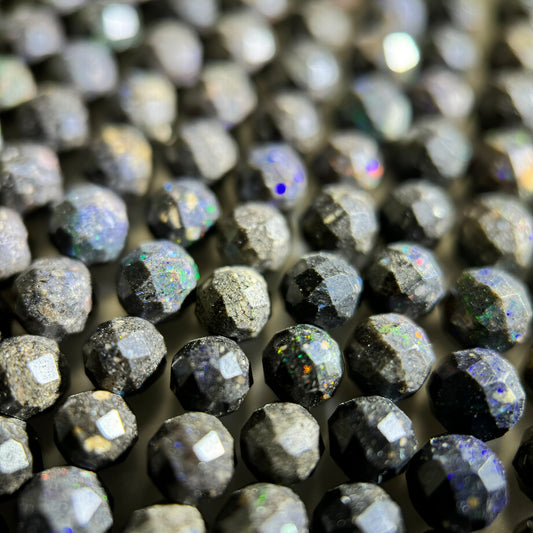 Black Opal Faceted Round Beads