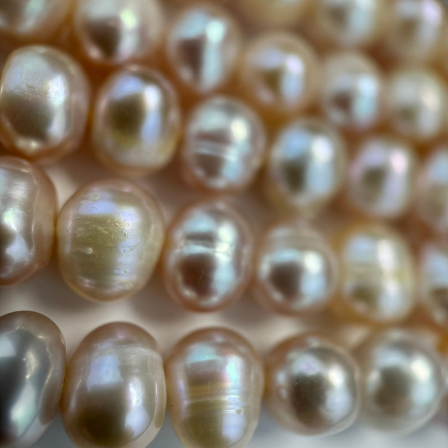 White, Peach Pearl 9x8mm - Ideal for Versatile Jewellery Making Crafts image 1