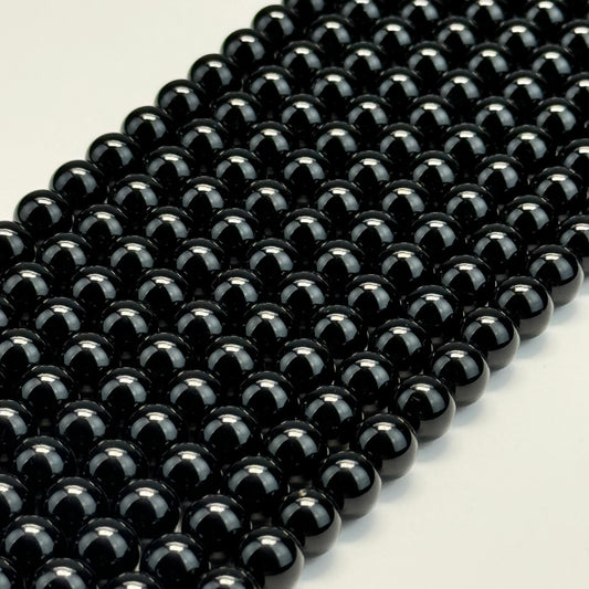 Black Tourmaline Beads - Polished Round Beads