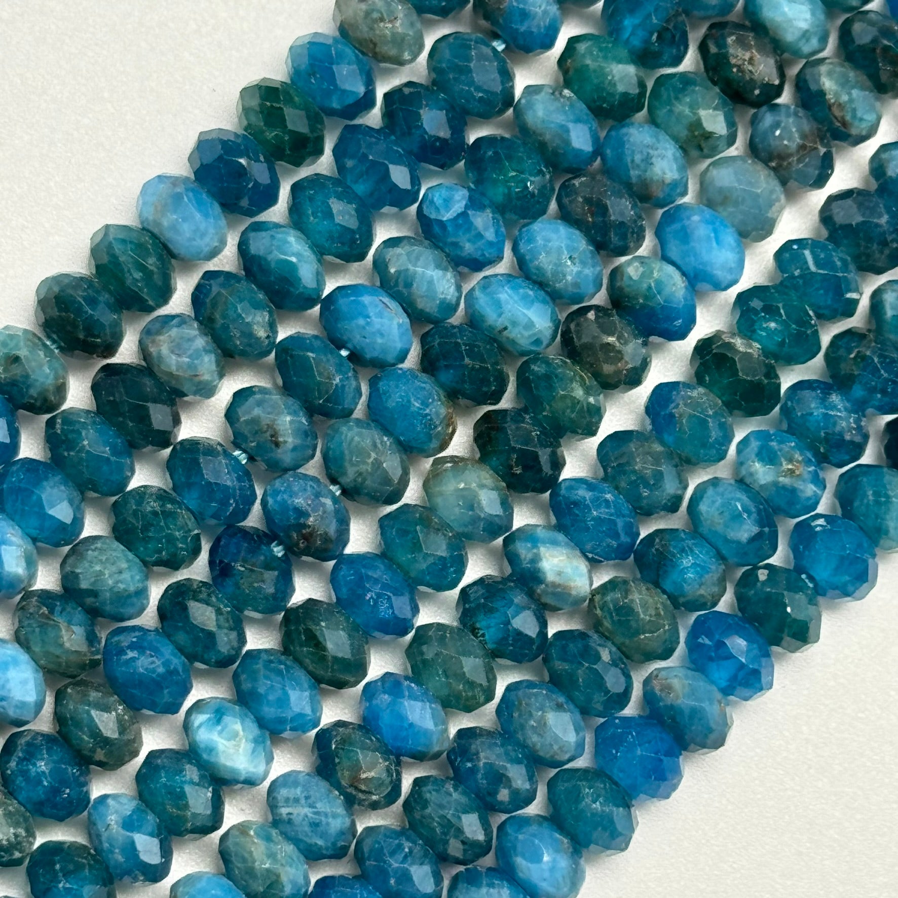 Blue Apatite Faceted Rondelle Beads (6x4mm) image 0