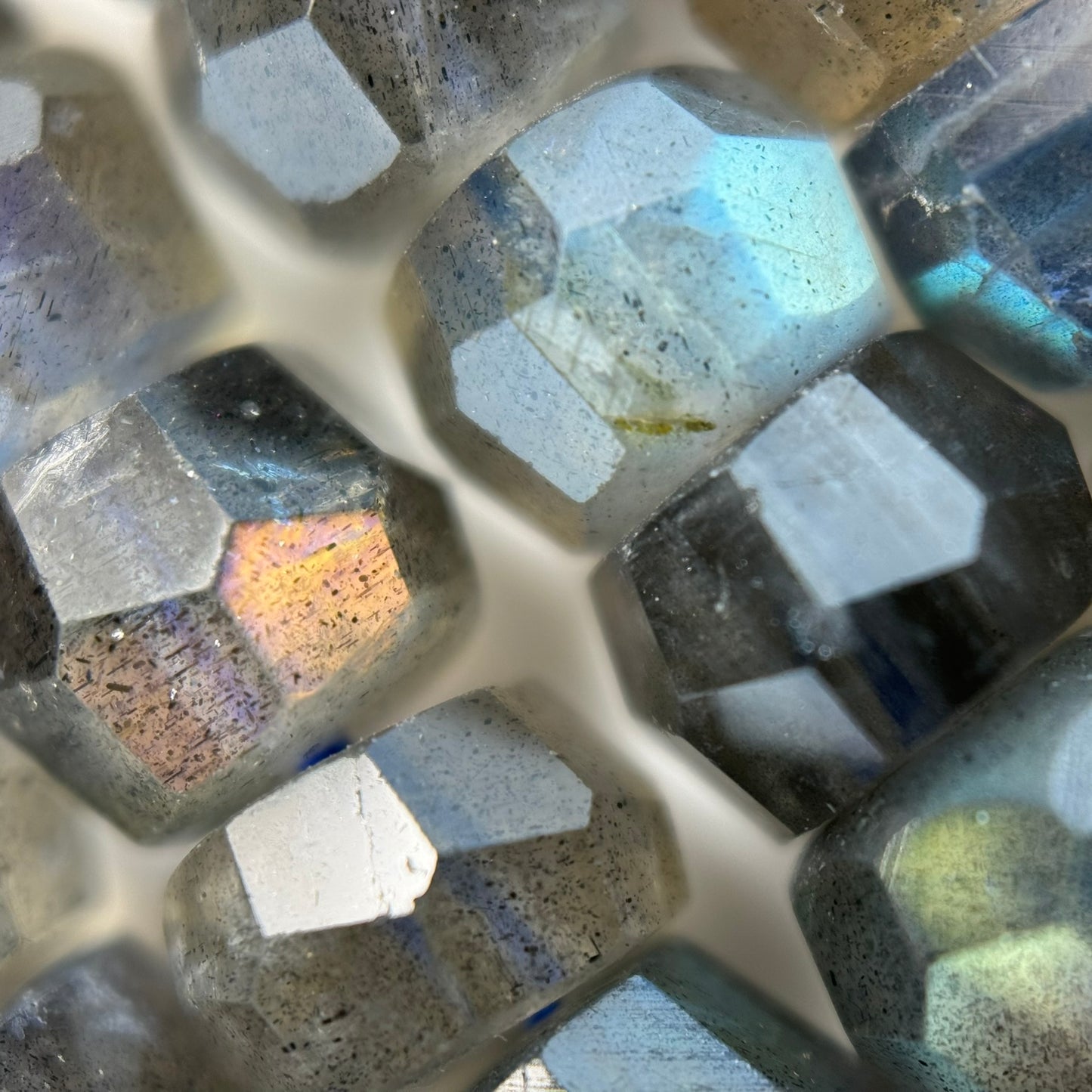 Labradorite Single Cut Faceted Rondelle Beads (High Quality) image 12