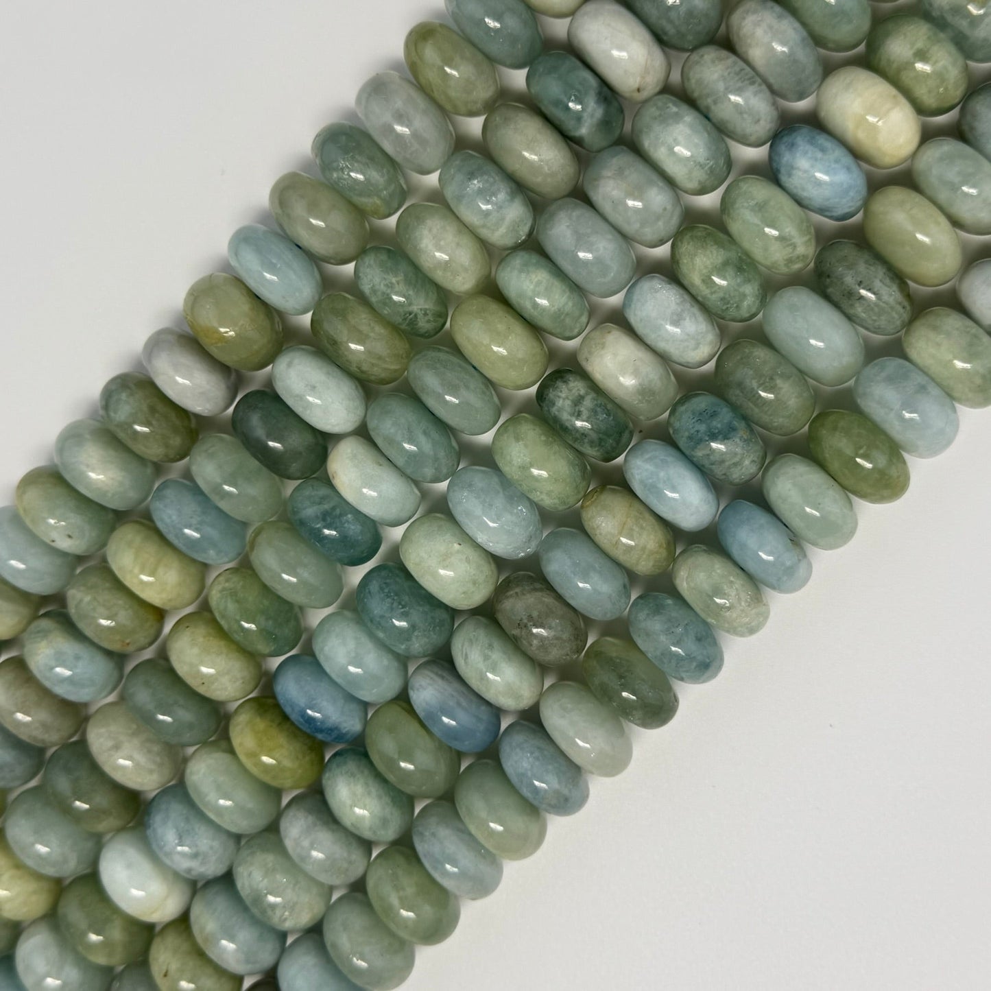 Aquamarine Polished Rondelle Beads - (AA Quality)
