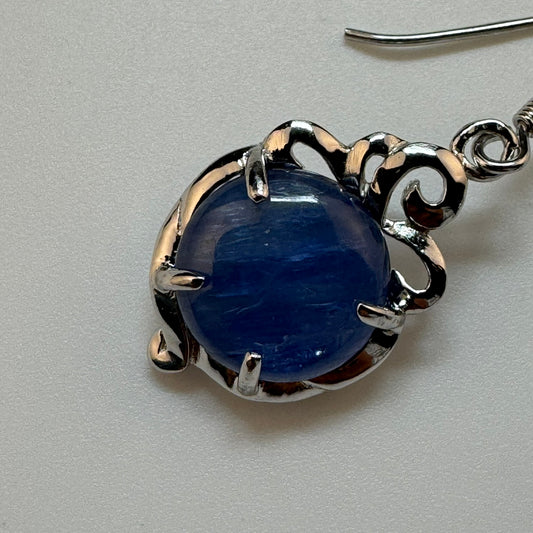 Blue Stone Earrings in Sterling Silver - Blue Kyanite