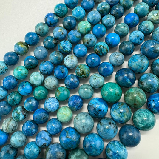 Chrysocolla Bead Light Blue Green - Sky Blue Chrysocolla Polished Round - (AAA Quality)