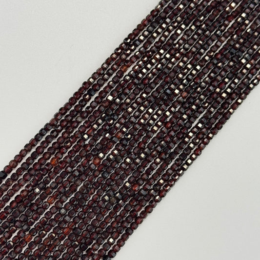 Hessonite Garnet Faceted Square Beads