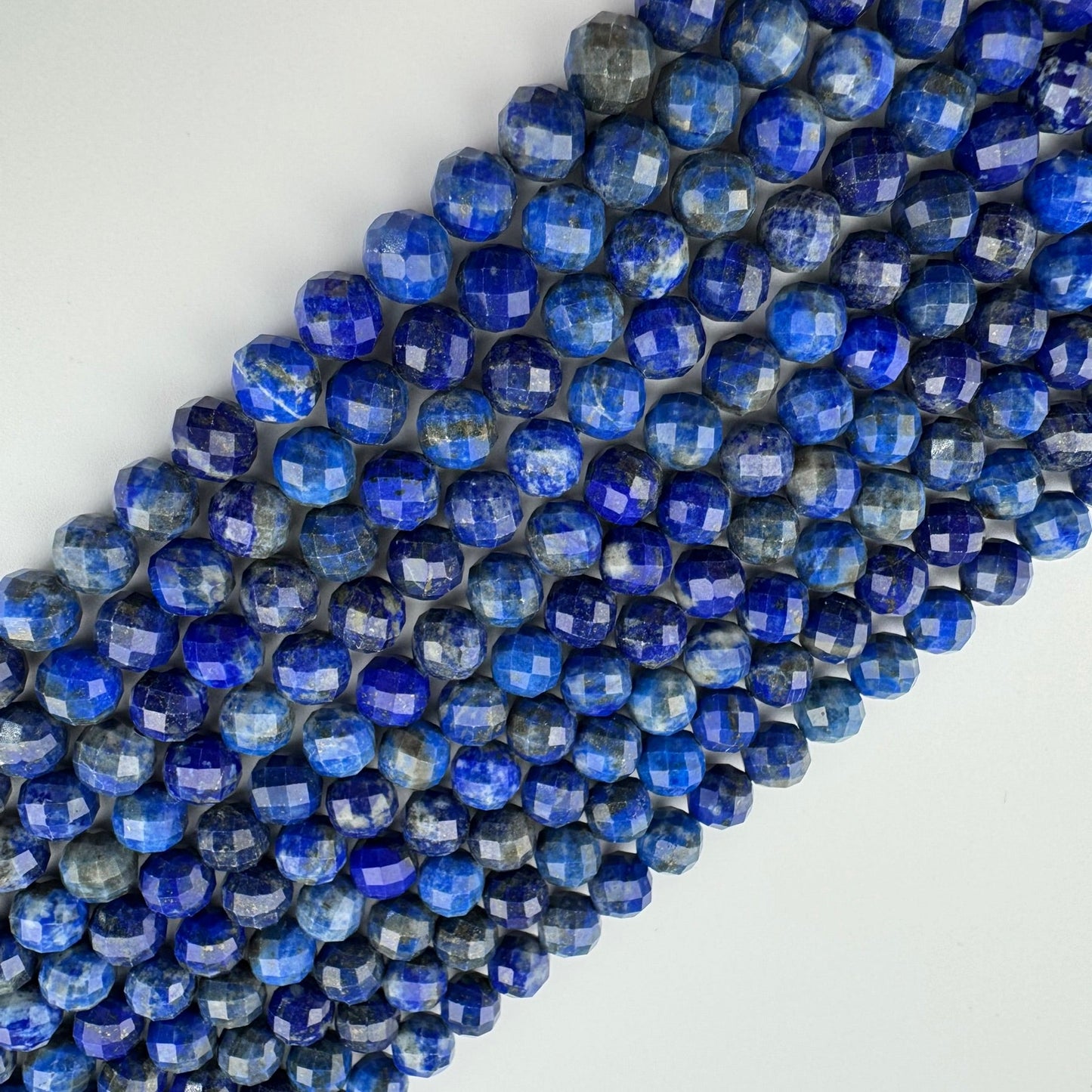 Faceted Diamond-Cut Lapis Lazuli Beads – Natural Blue Gemstone
