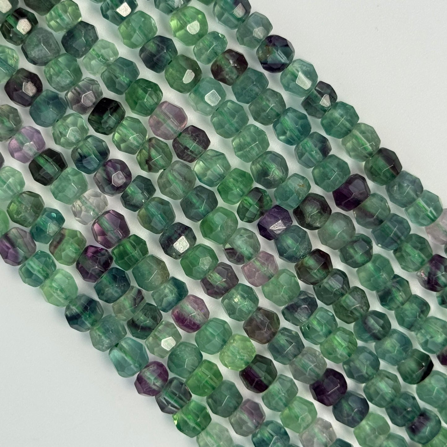 Fluorite Faceted Beads - Rondelle Shape - Single Cut (AA Quality)