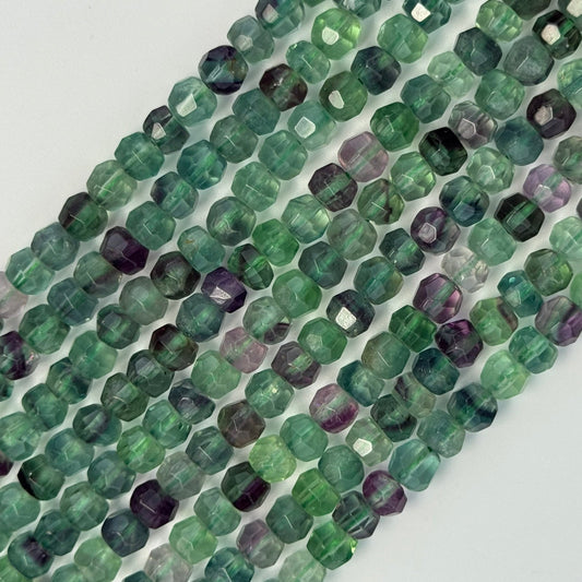 Fluorite Faceted Beads - Rondelle Shape - Single Cut - (AAA Quality)