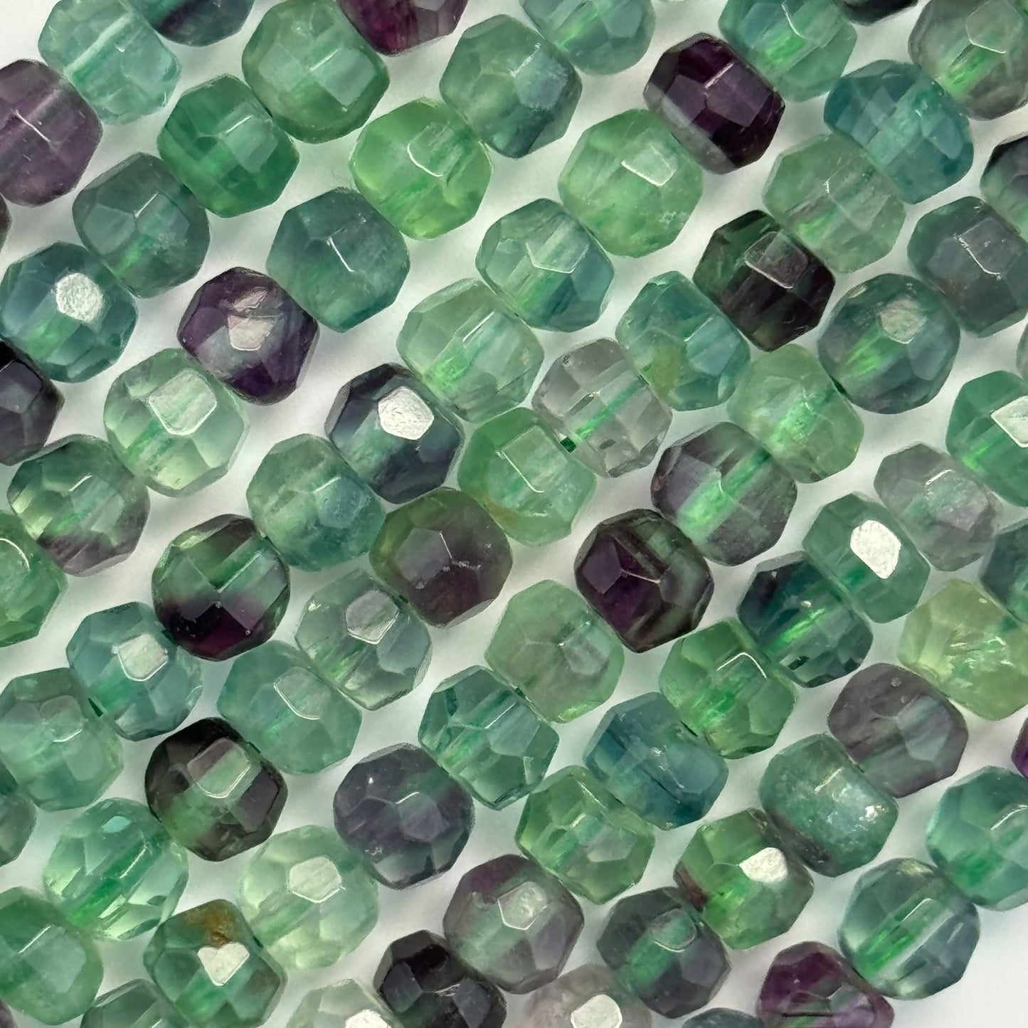 Fluorite Faceted Beads - Rondelle Shape - Single Cut (AA Quality)