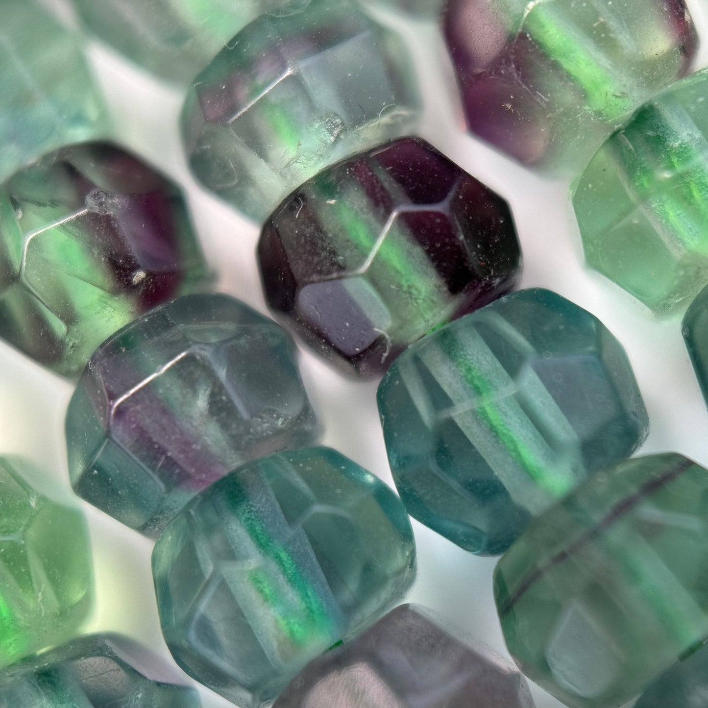 Fluorite Faceted Beads - Rondelle Shape - Single Cut (AA Quality)