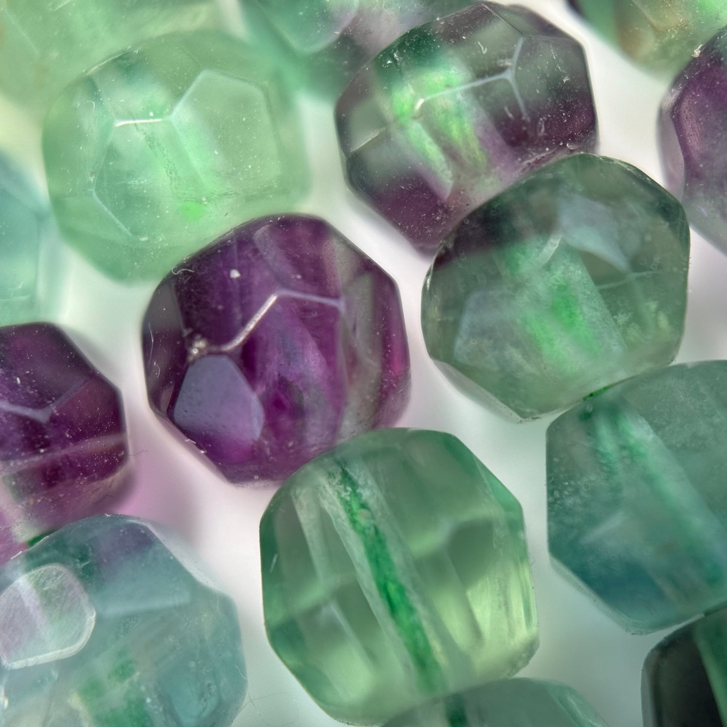 Fluorite Faceted Beads - Rondelle Shape - Single Cut (AA Quality)