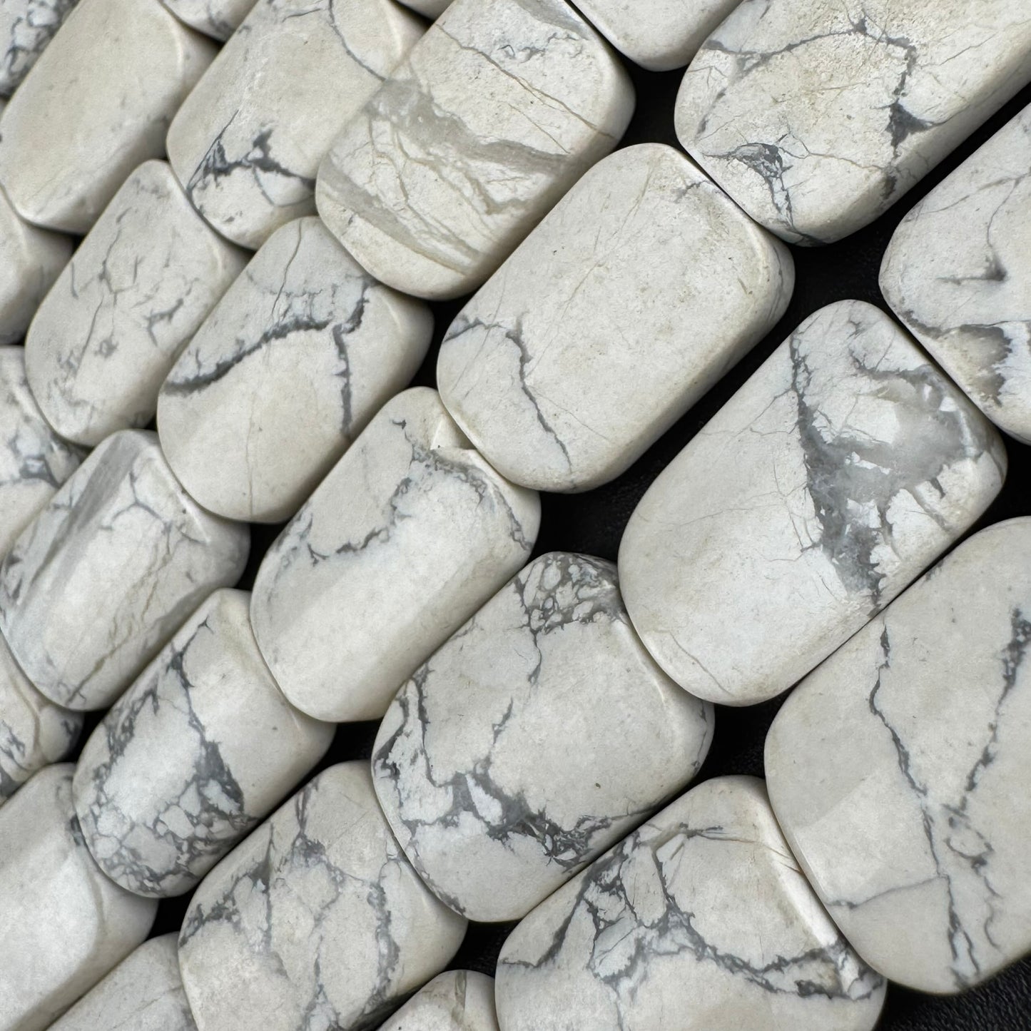 Howlite Cushion-Cut Rectangular Gemstone Beads (A Quality)