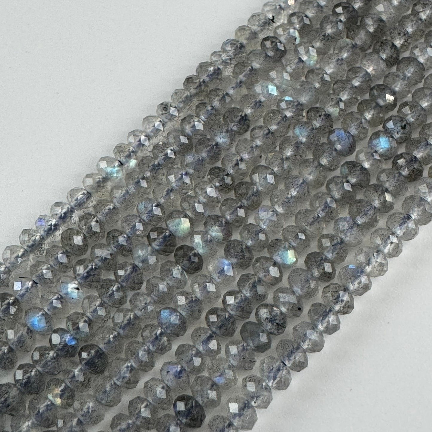 Faceted Labradorite Beads - Rondelle Beads (AAA Quality)