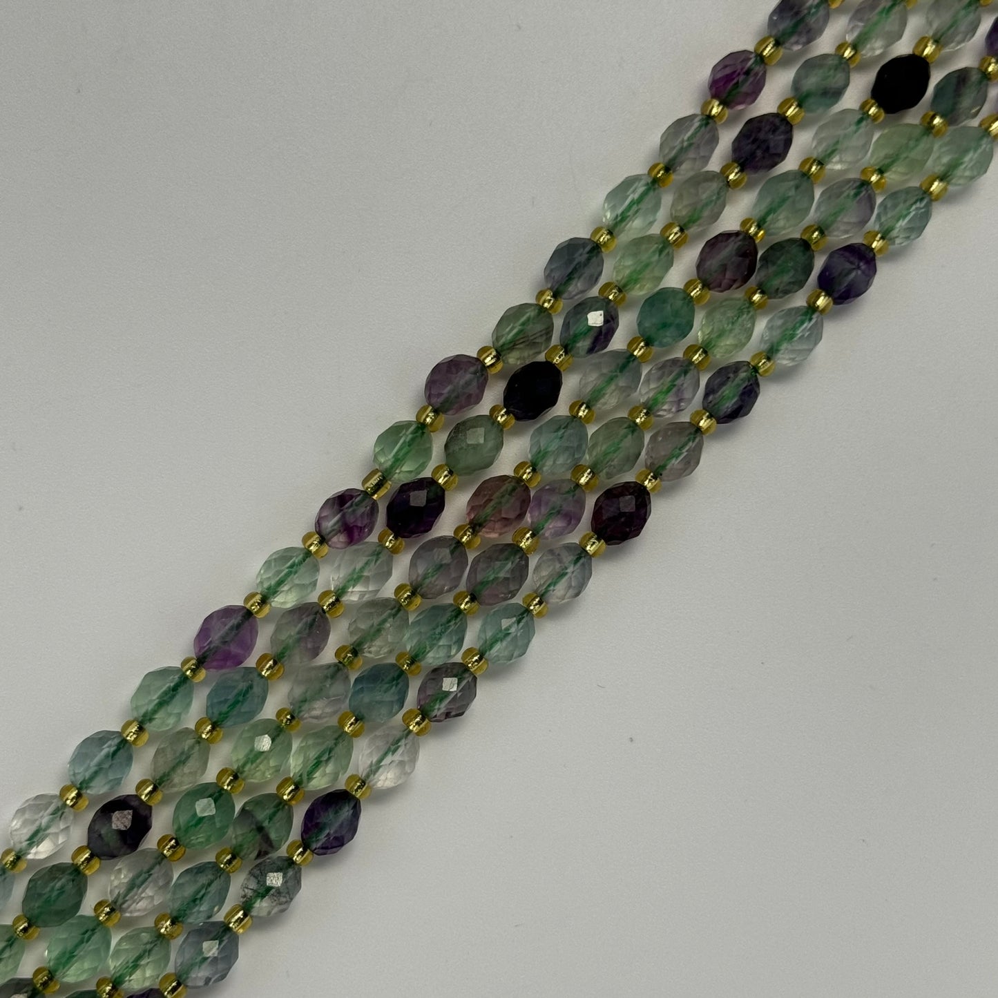 Faceted Fluorite Barrel Beads