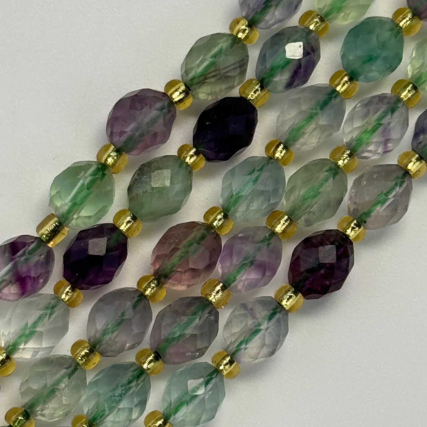 Faceted Fluorite Barrel Beads