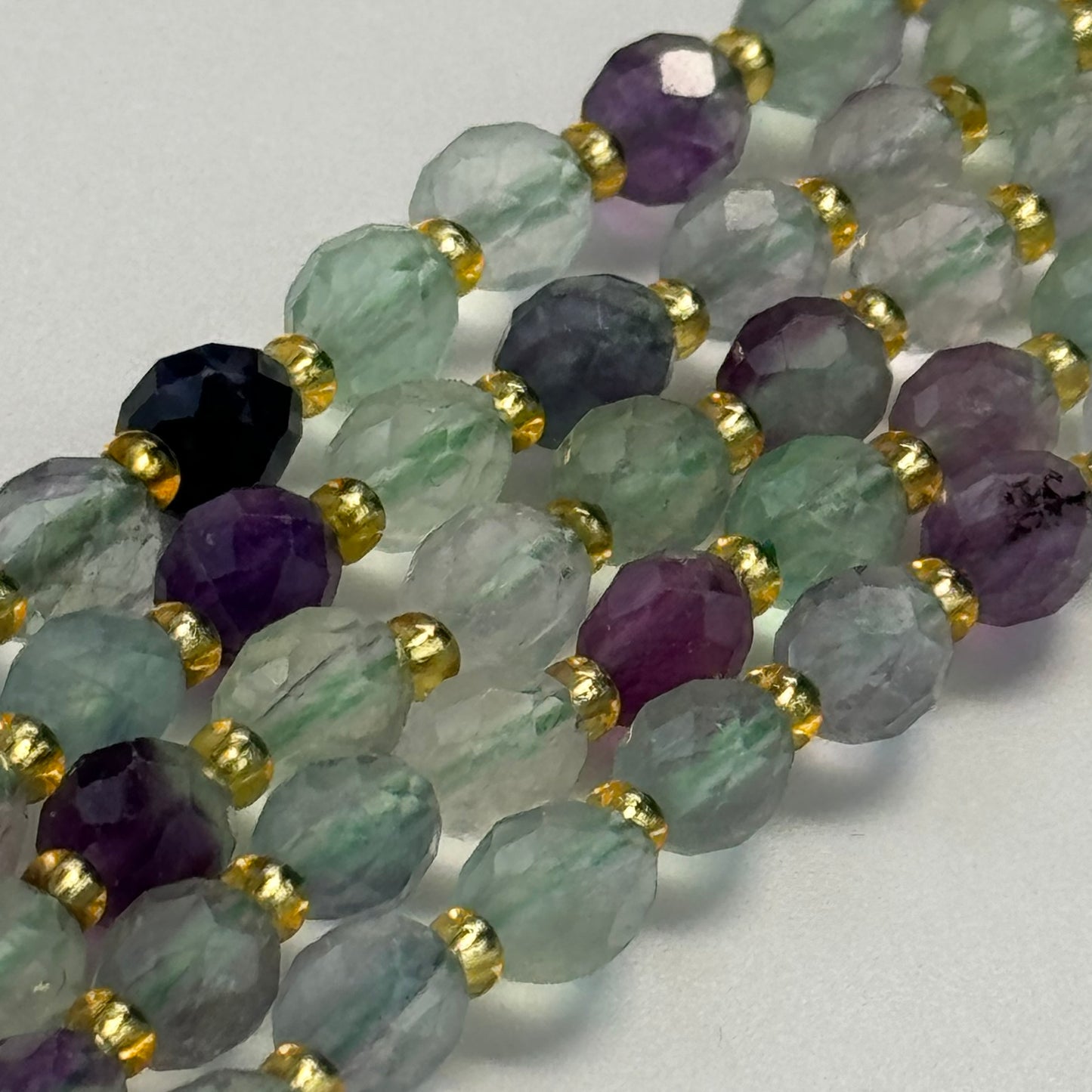 Faceted Fluorite Barrel Beads