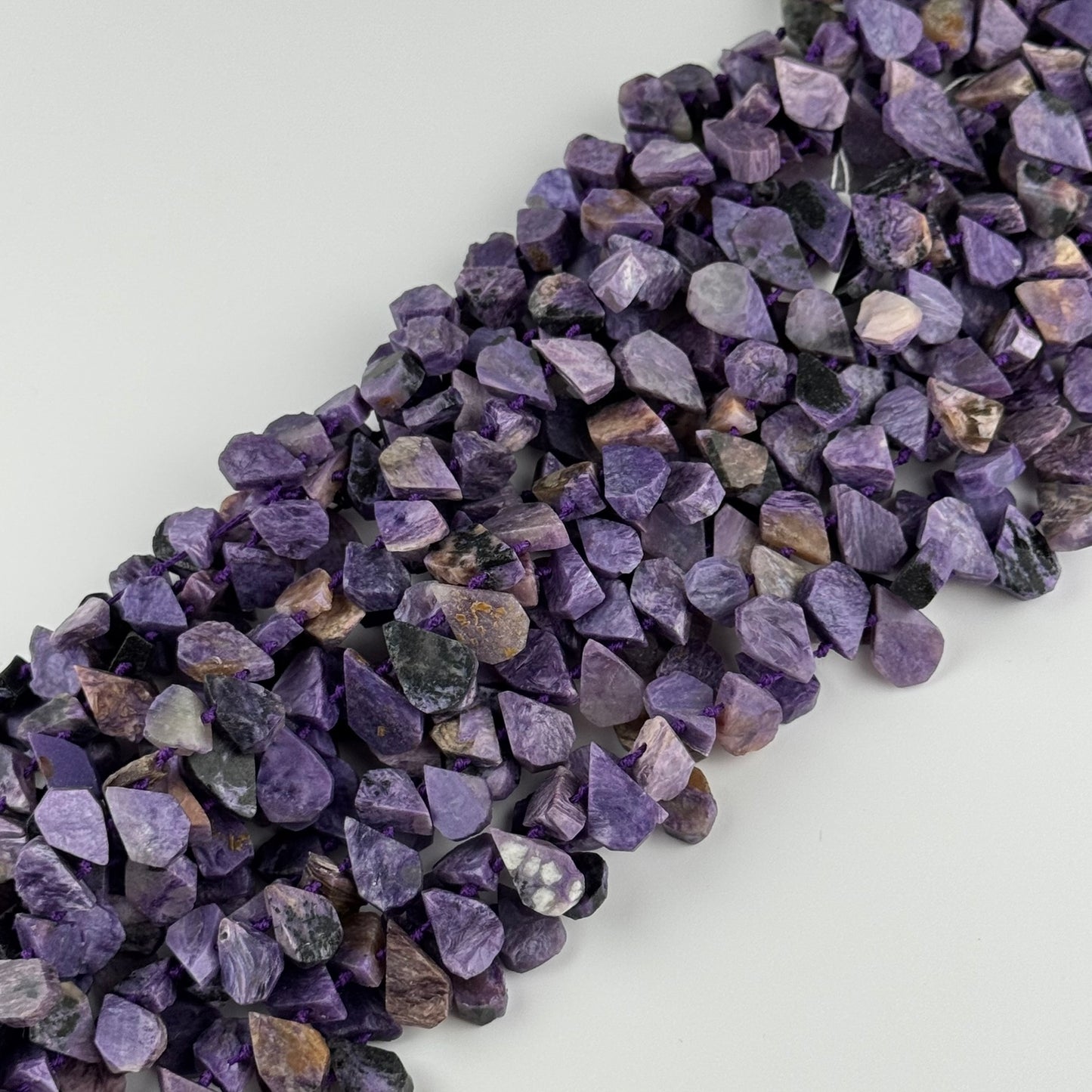 Pear Shaped Flat Semi Polished Charoite Beads - (AB Quality)