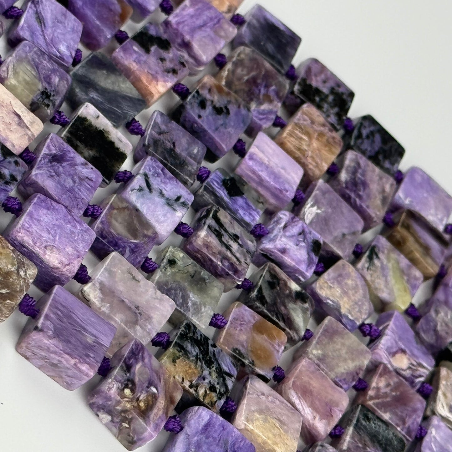 Charoite Square Flat Polised Gemstone Beads - (AB Quality)