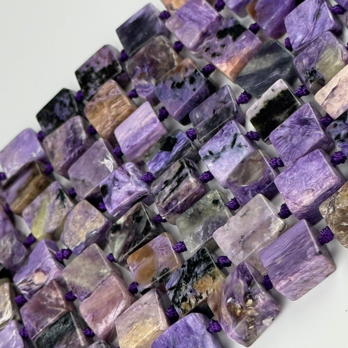 Charoite Square Flat Polished Gemstone Beads - (AB Quality)
