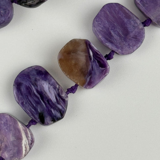 Side Drilled Oval Polished Charoite Beads - (AB Quality)