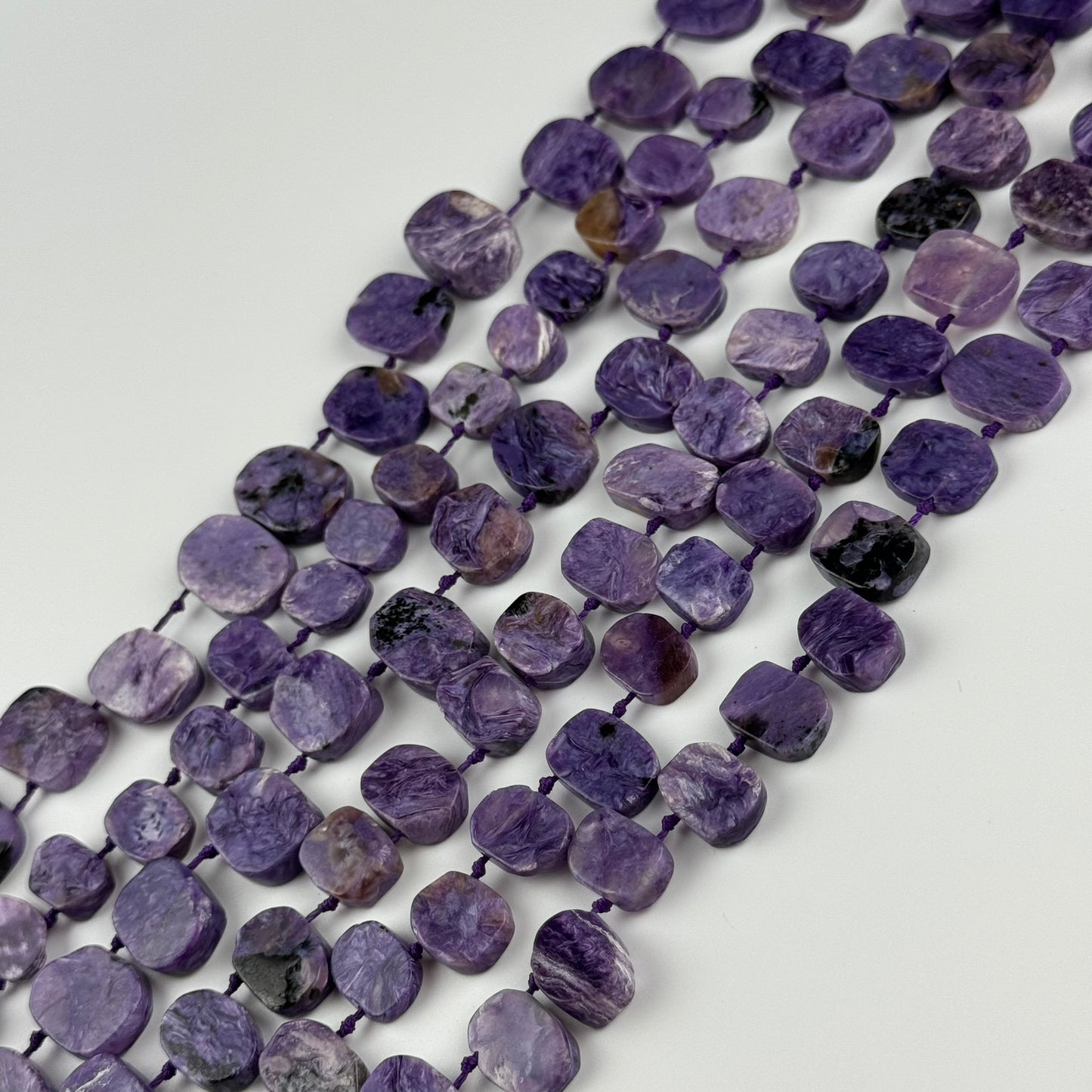 Side Drilled Oval Polished Charoite Beads - (AB Quality)