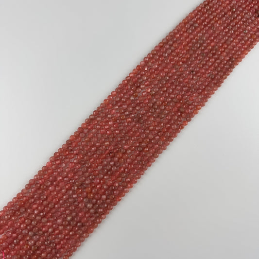 Rhodochrosite Faceted Round Gemstone Beads - (AAAA Quality)