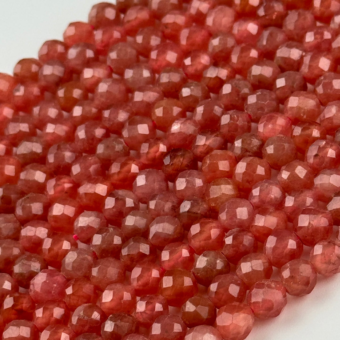 Rhodochrosite Faceted Round Beads - (AAAA Quality)
