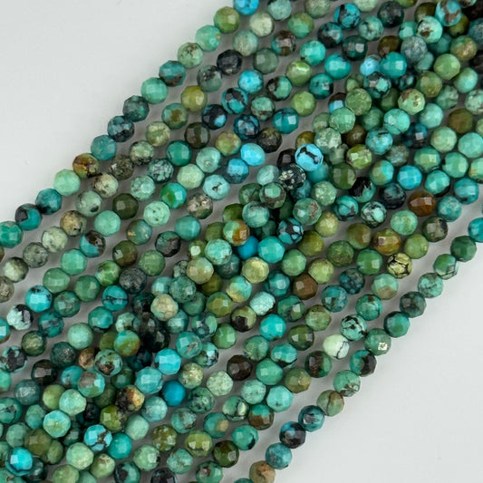 Turquoise Faceted Round Gemstone Beads - (A Quality)