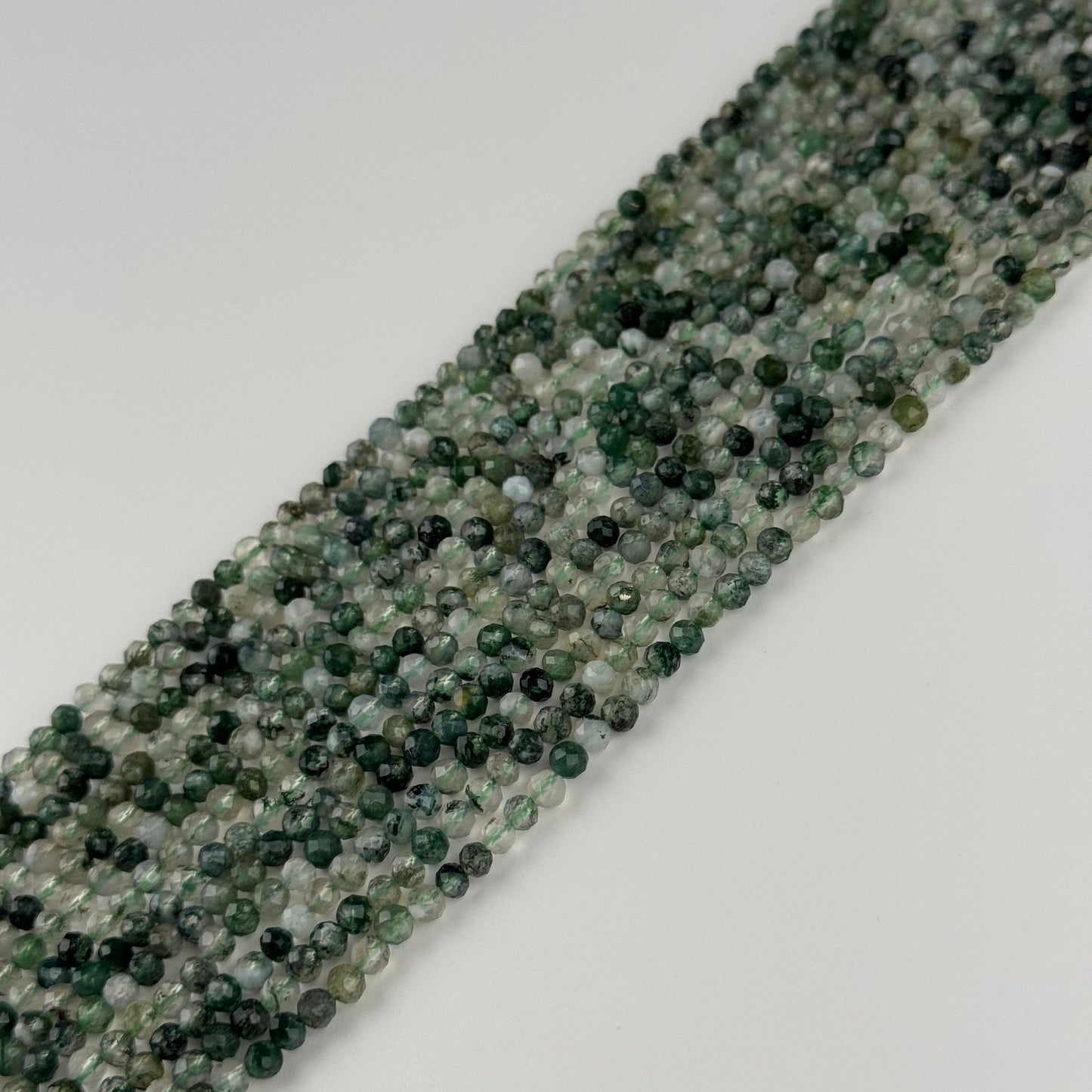 Moss Agate Faceted Round Beads - (AA Quality)
