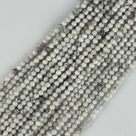 Howlite Faceted Round Beads - (AA Quality)