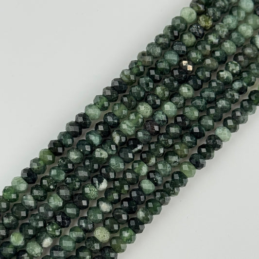 Serpentine Faceted Rondelle Gemstone Beads - (A Quality)