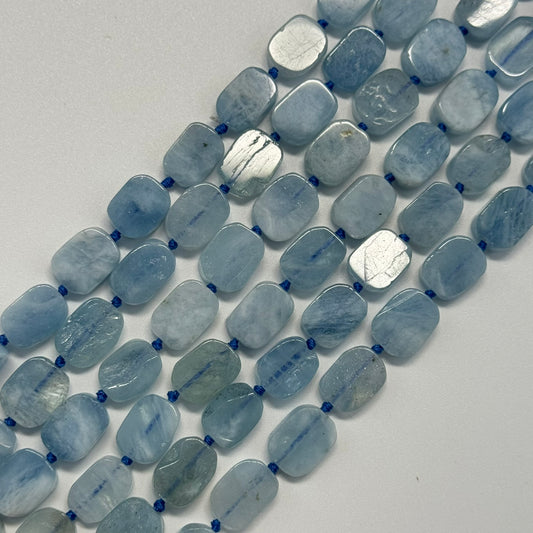 Aquamarine Oval Flat Gemstone Beads - (AA Quality)